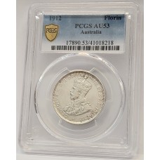 AUSTRALIA 1912 . FLORIN . PCGS AU53